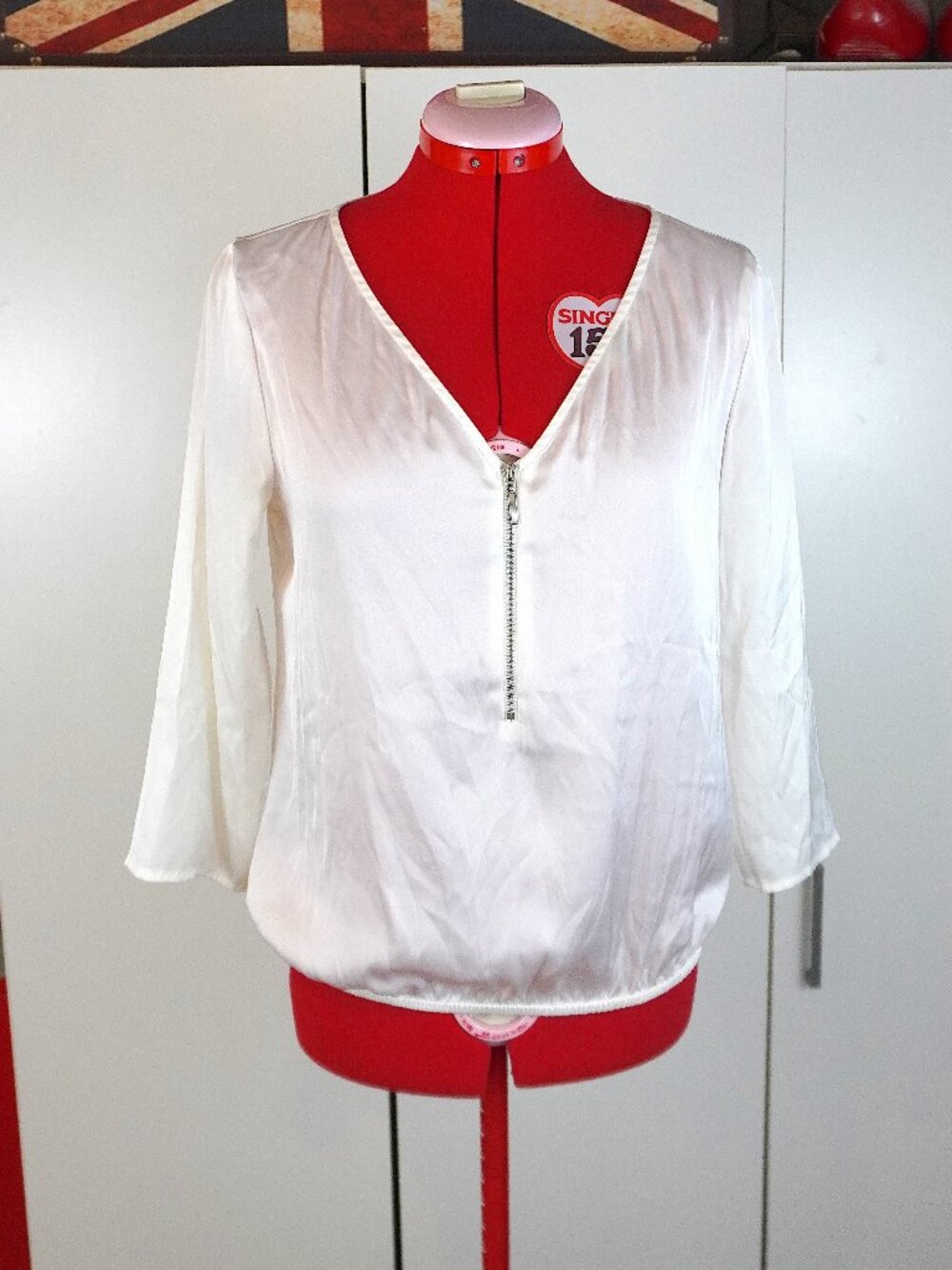 Express Satiny Zip-Front Blouse